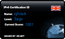 IPv6 Certification Badge for njfclark